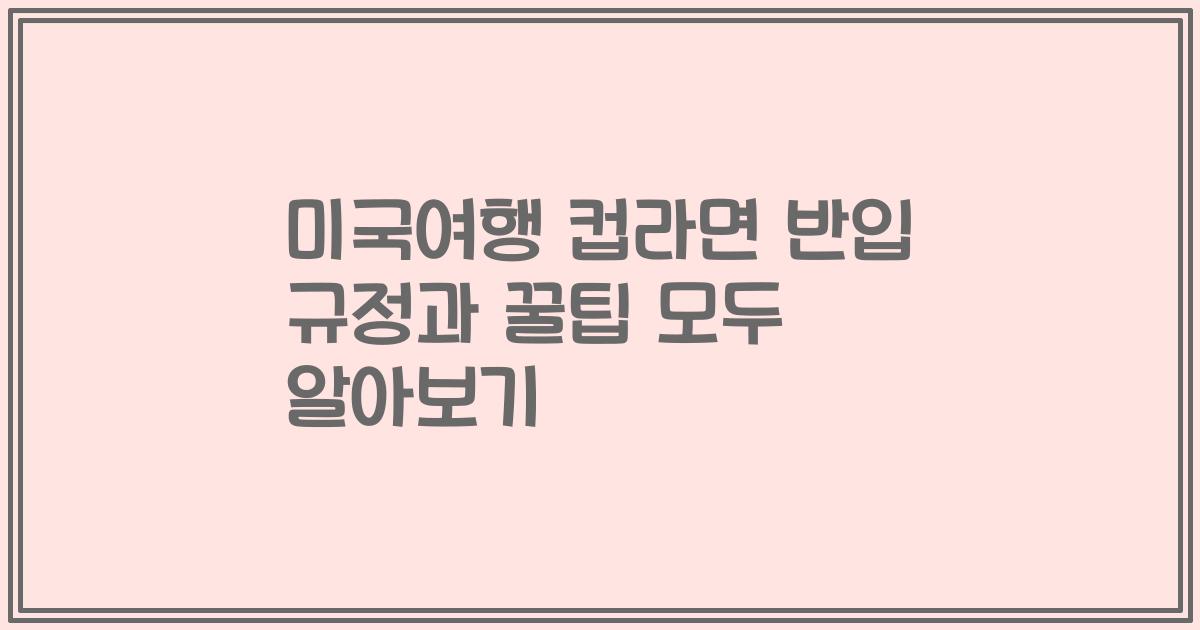 미국여행 컵라면 반입 규정과 꿀팁 모두 알아보기